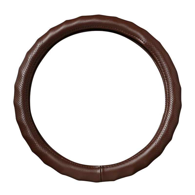 Wave-Edge Non-Slip Leather Steering Wheel Cover