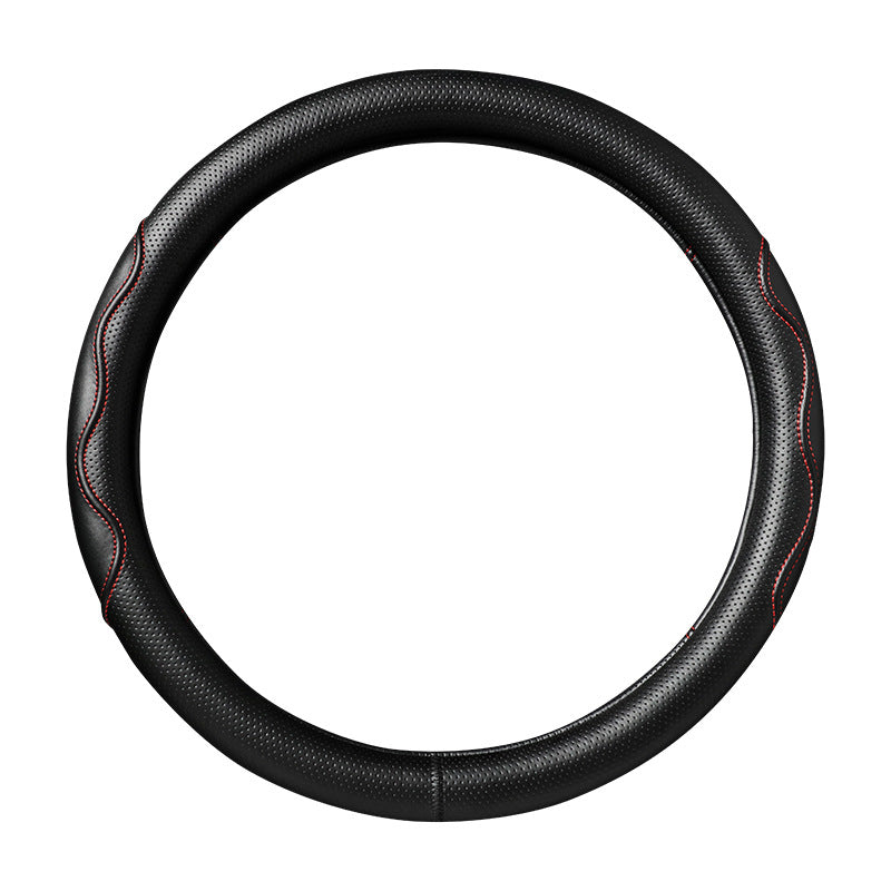 Double-Stitched Leather Steering Wheel Cover
