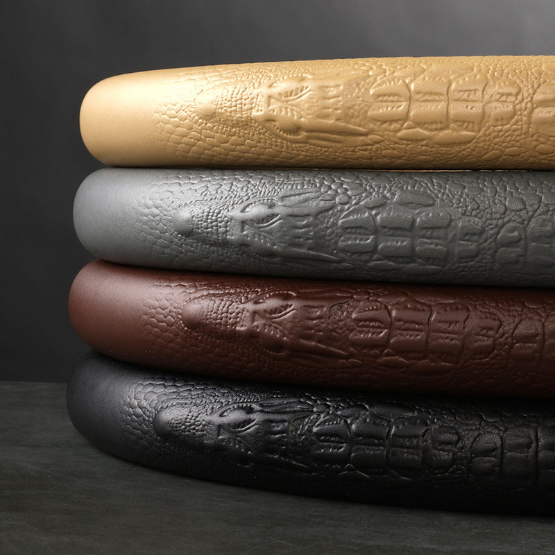 Croc-Embossed Leather Steering Wheel Cover