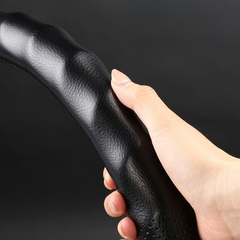 Wave-Edge Non-Slip Leather Steering Wheel Cover