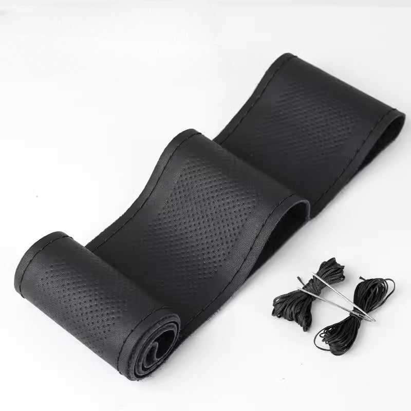 Hand-Stitched Leather Steering Wheel Cover for Trucks