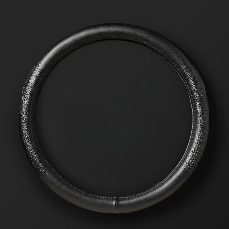 Croc-Embossed Leather Steering Wheel Cover