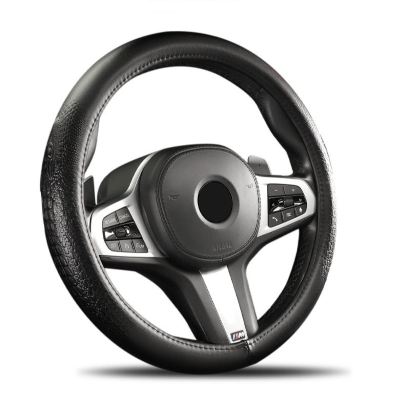 Croc-Embossed Leather Steering Wheel Cover