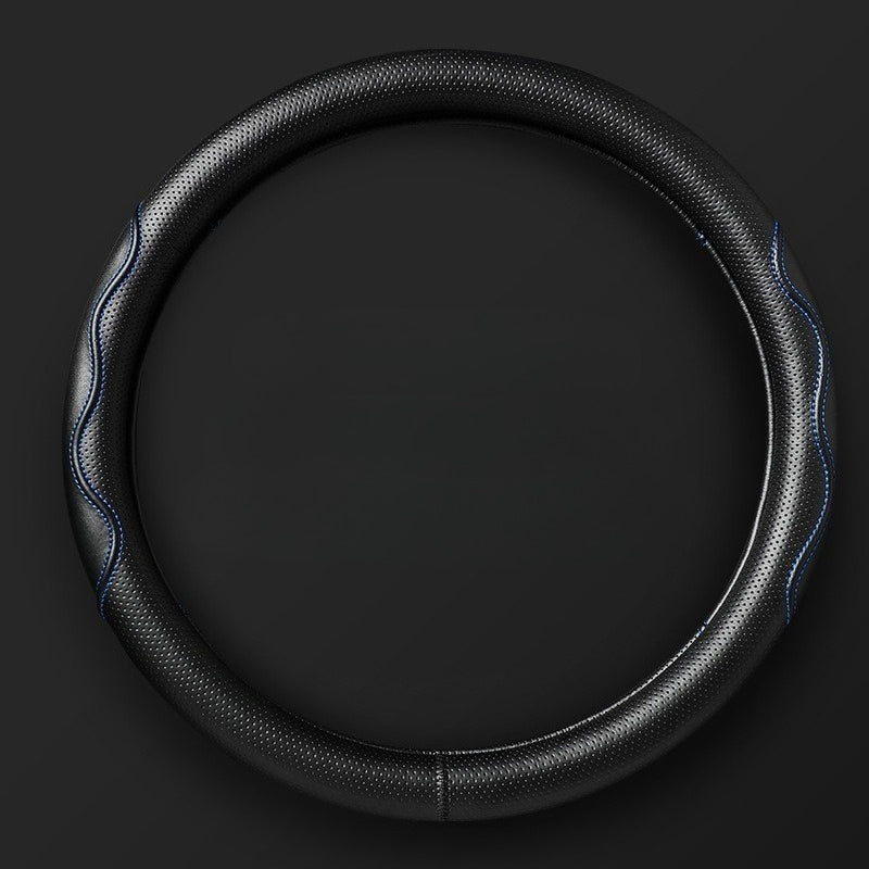 Double-Stitched Leather Steering Wheel Cover