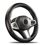 Double-Stitched Leather Steering Wheel Cover