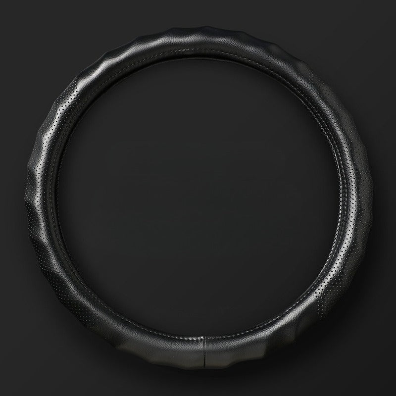 Wave-Edge Non-Slip Leather Steering Wheel Cover