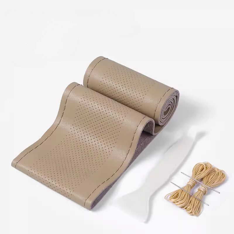 Hand-Stitched Leather Steering Wheel Cover for Trucks