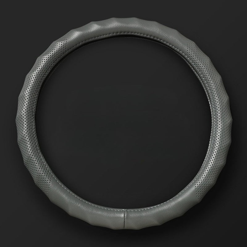 Wave-Edge Non-Slip Leather Steering Wheel Cover