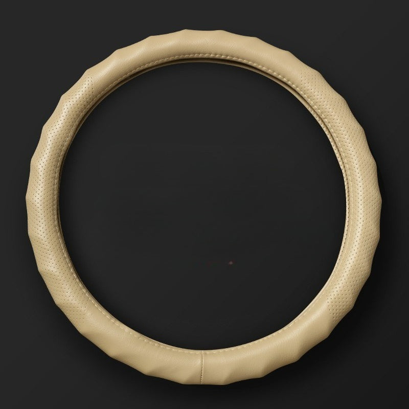 Wave-Edge Non-Slip Leather Steering Wheel Cover