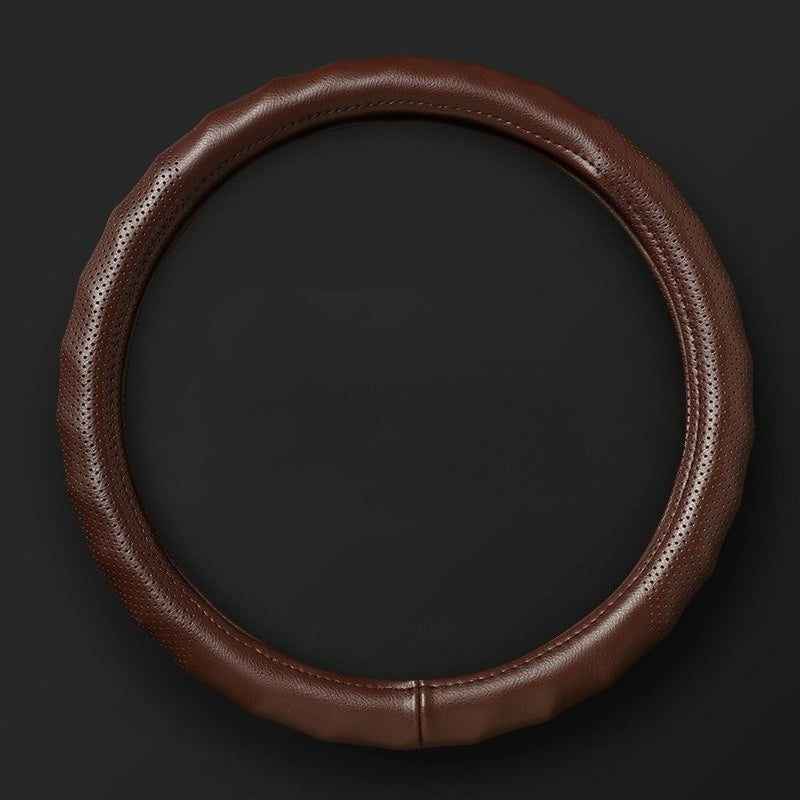 Wave-Edge Non-Slip Leather Steering Wheel Cover
